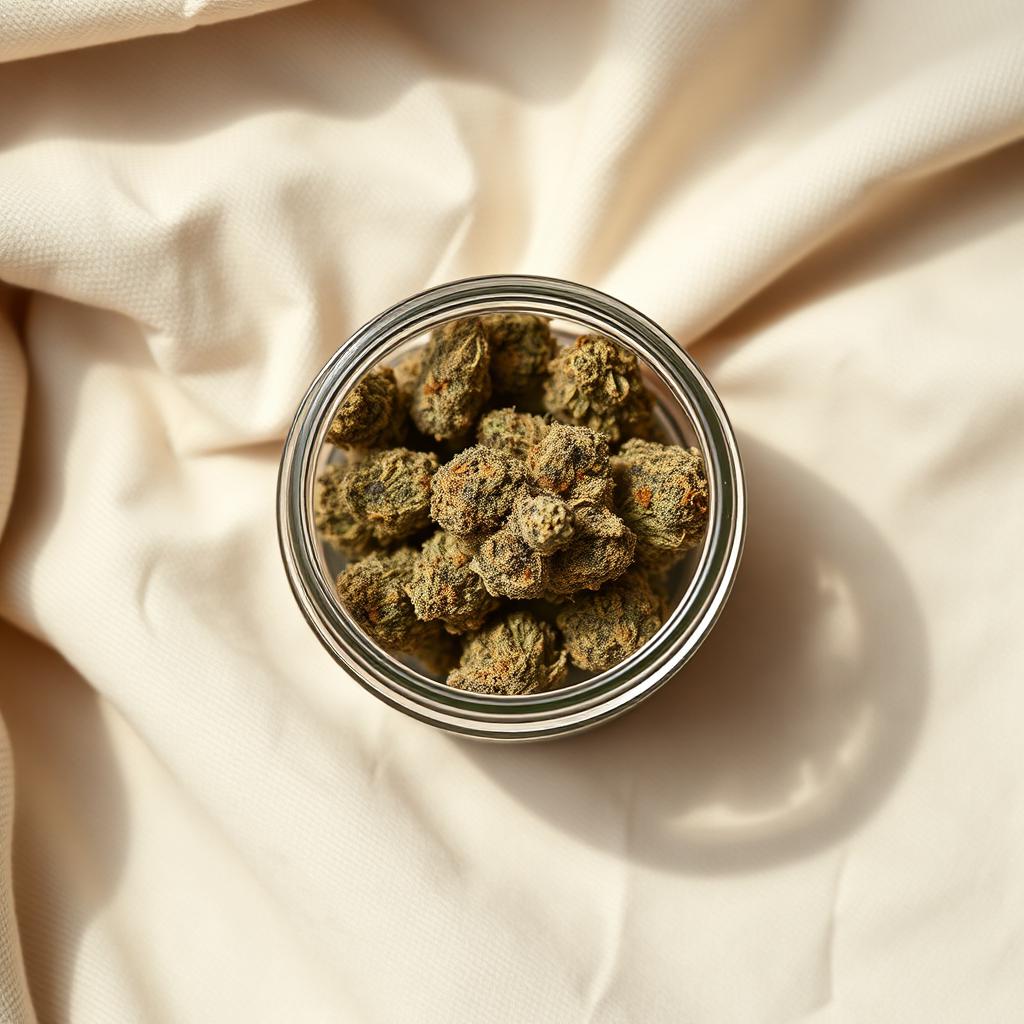 Premium THCa flower buds in a jar